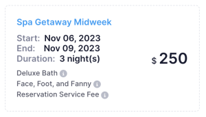 Spa Getaways start at $250